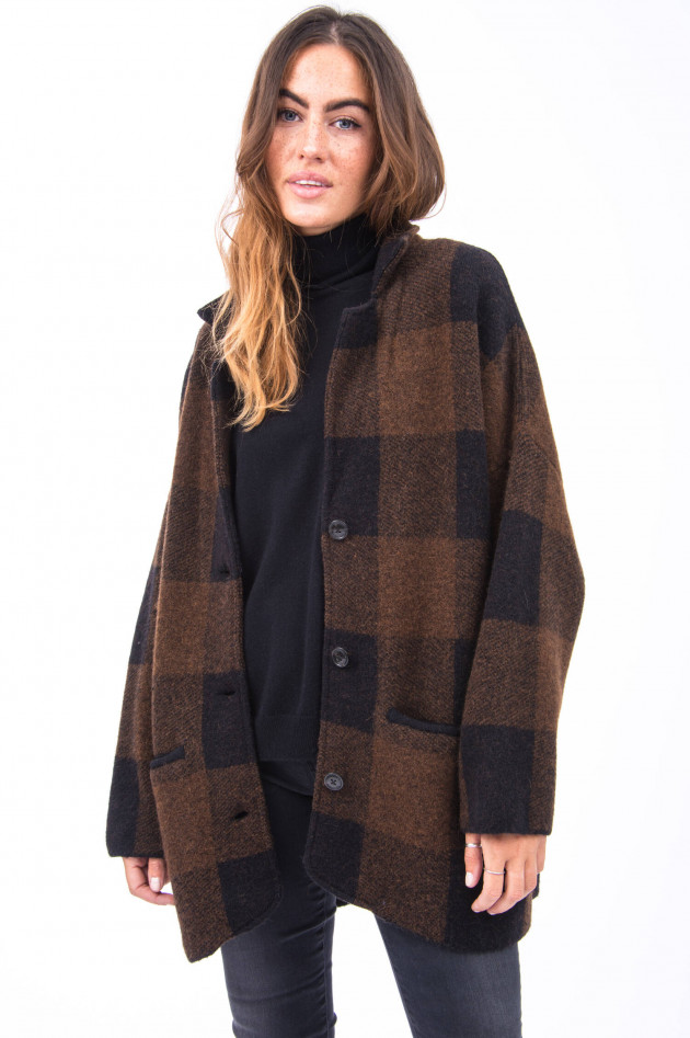 Closed Oversized Jacke im Karo-Design in Braun/Schwarz