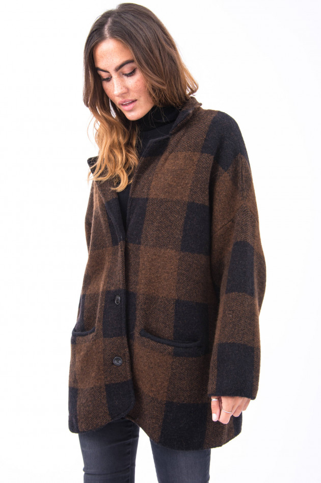 Closed Oversized Jacke im Karo-Design in Braun/Schwarz