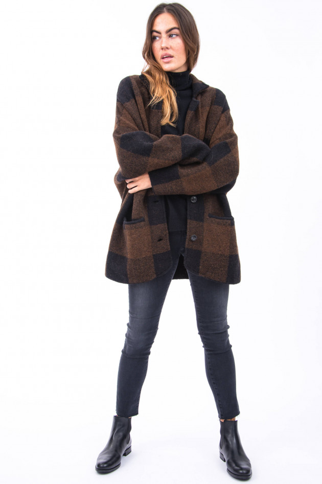 Closed Oversized Jacke im Karo-Design in Braun/Schwarz