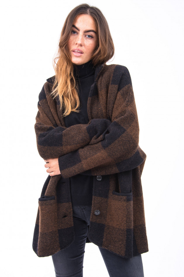 Closed Oversized Jacke im Karo-Design in Braun/Schwarz