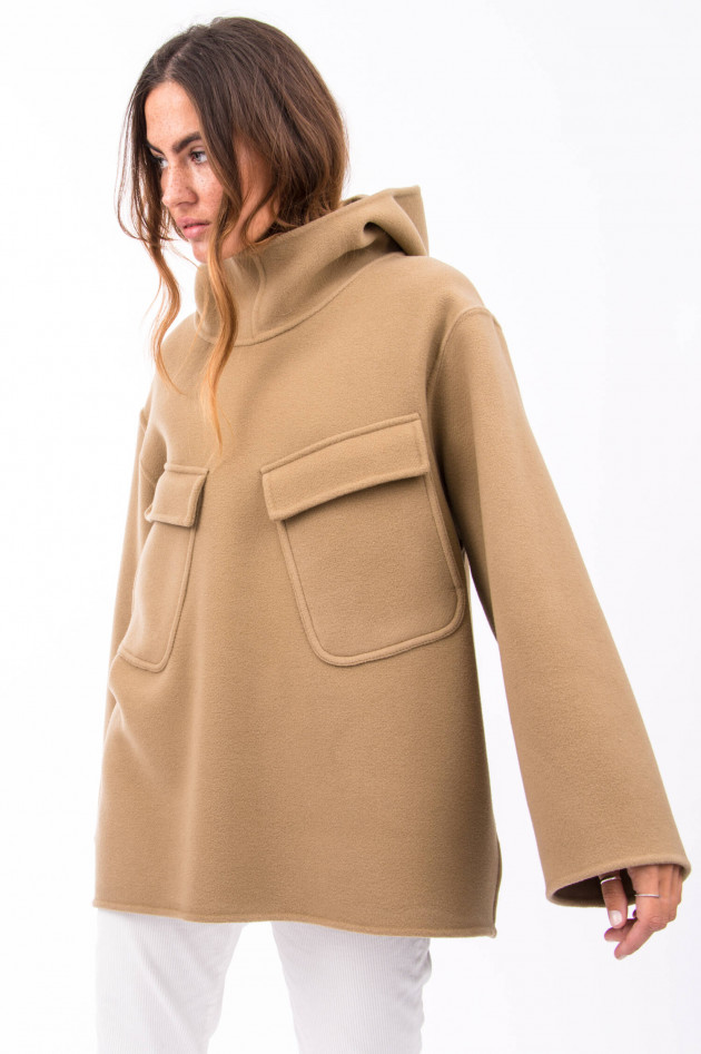 Closed Hoodie-Jacke in Camel
