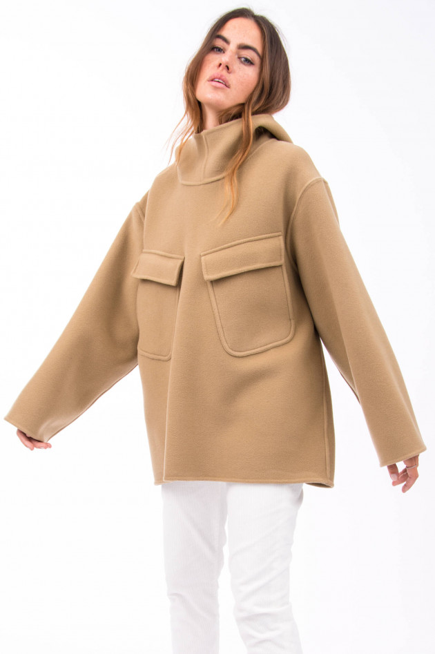 Closed Hoodie-Jacke in Camel