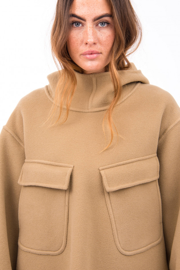 Closed Hoodie-Jacke in Camel