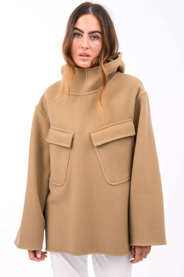 Closed Hoodie-Jacke in Camel