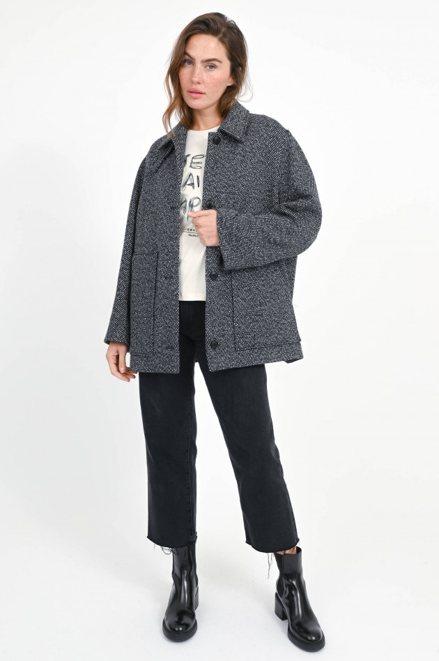 Closed Mouliné-Kurzmantel in Grey Heather