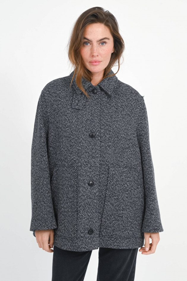 Closed Mouliné-Kurzmantel in Grey Heather