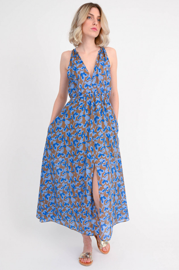 Closed Viskose-Mix Kleid in Blau/Braun