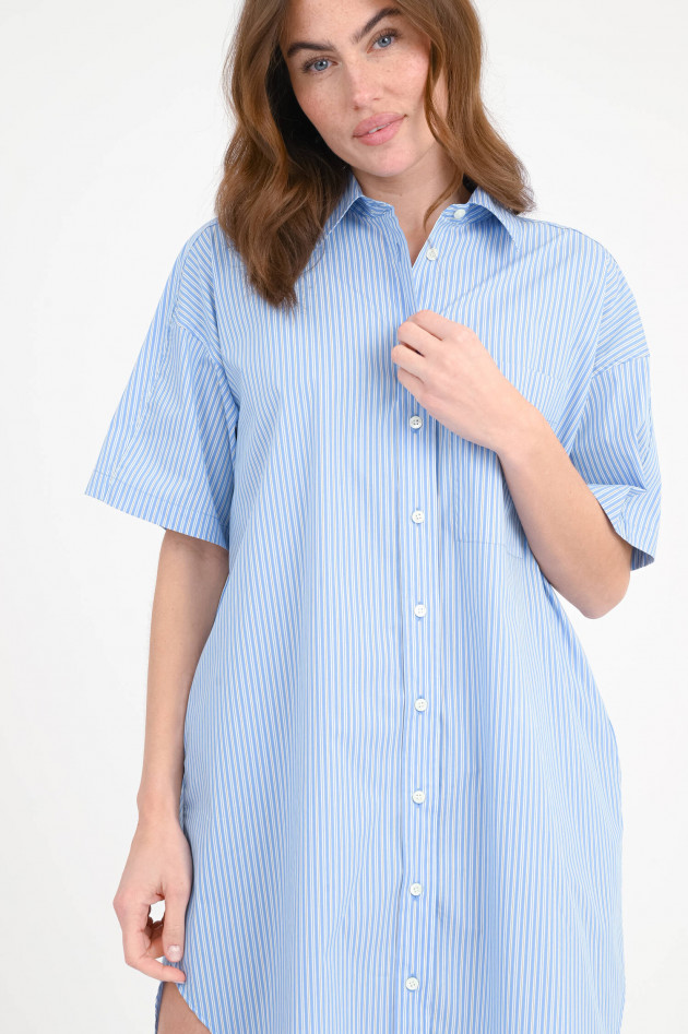 Closed Shirtdress aus Baumwoll-Mix in Blau/Weiß gestreift
