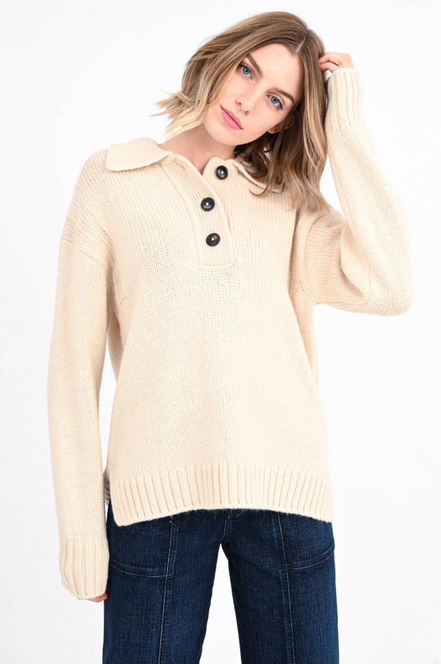 Closed Strickpullover mit Polokragen in Beige