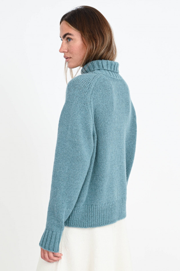 Closed Alpaka-Mix Pullover in Minttürkis