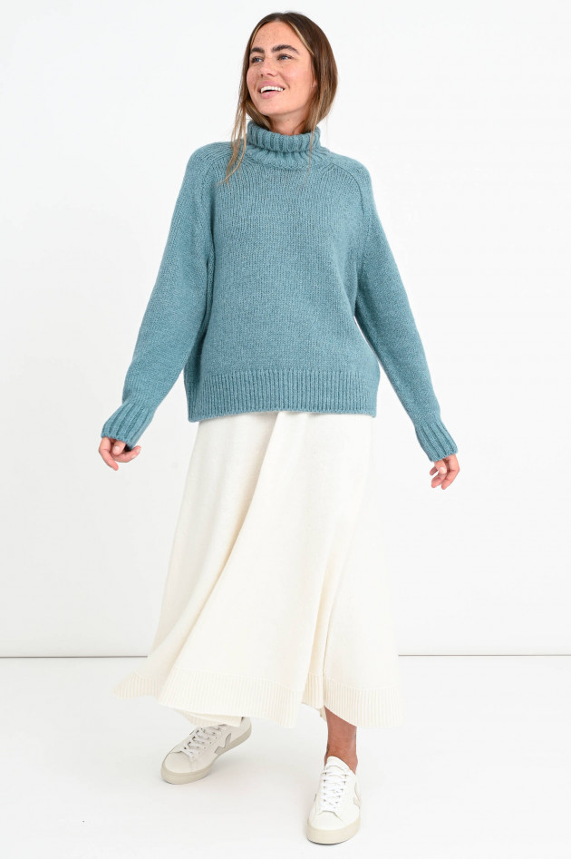 Closed Alpaka-Mix Pullover in Minttürkis