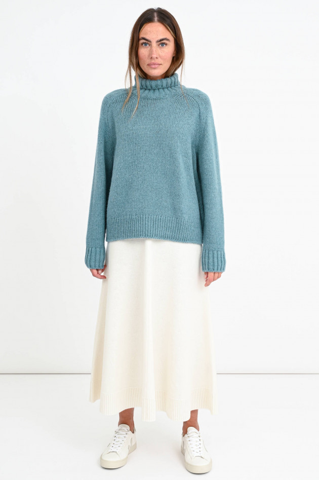 Closed Alpaka-Mix Pullover in Minttürkis