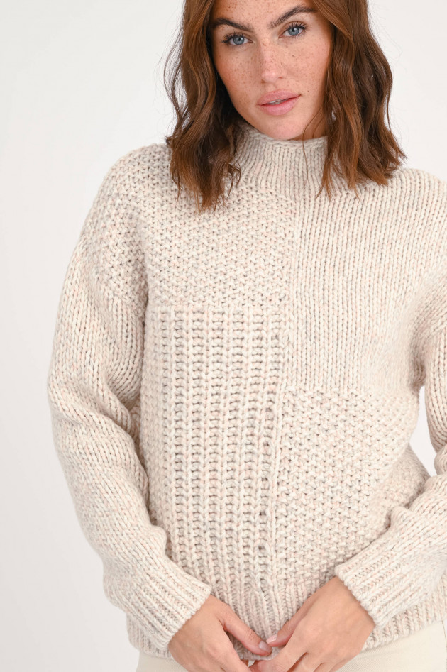 Closed Strickpullover mit Strickdesign in Natur/Rosa
