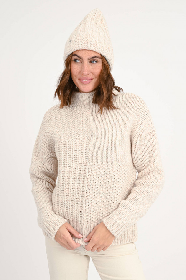 Closed Strickpullover mit Strickdesign in Natur/Rosa