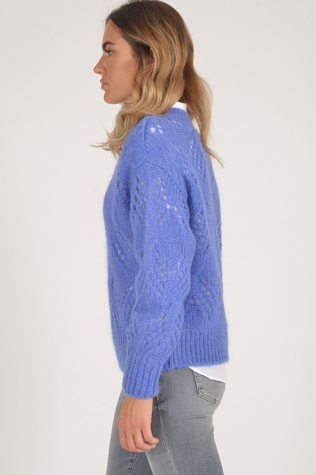 Closed Strickpullover mit Lochmuster in Blitzblau