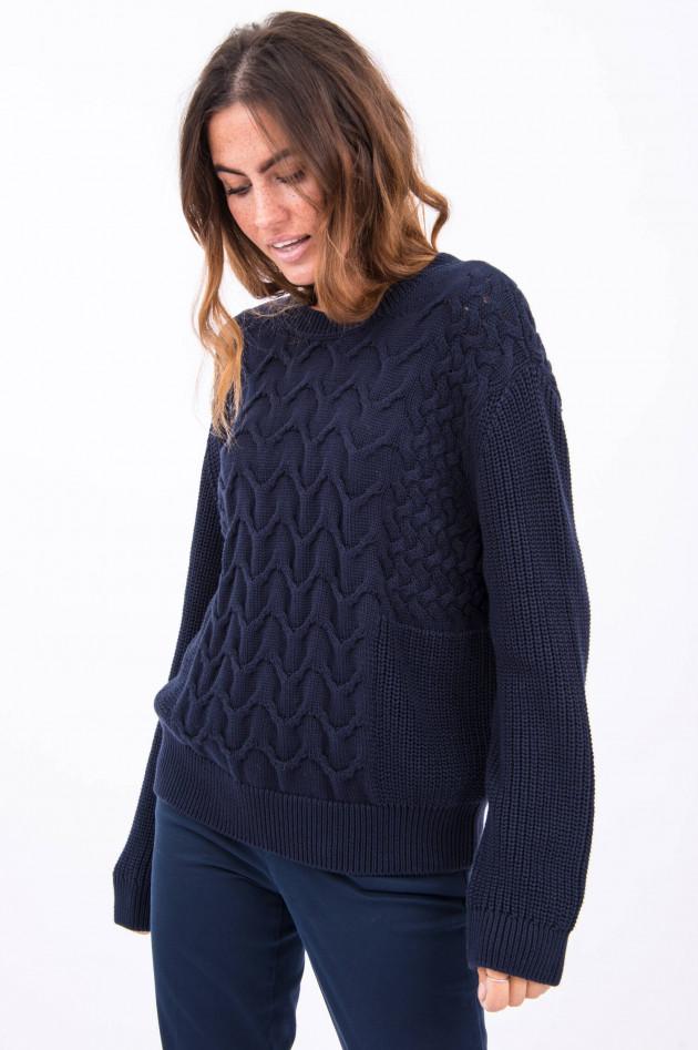 Closed Pullover mit Zopfstrick-Details in Navy