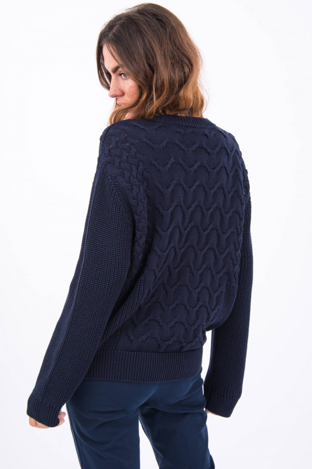 Closed Pullover mit Zopfstrick-Details in Navy