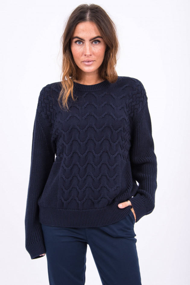 Closed Pullover mit Zopfstrick-Details in Navy