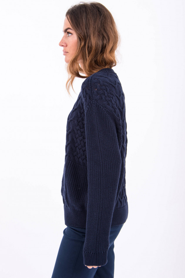 Closed Pullover mit Zopfstrick-Details in Navy