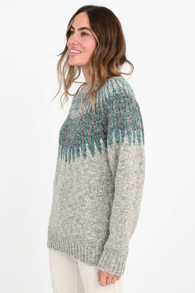 Closed Alpaka-Mix Pullover mit Fair-Isle Strick in Greige