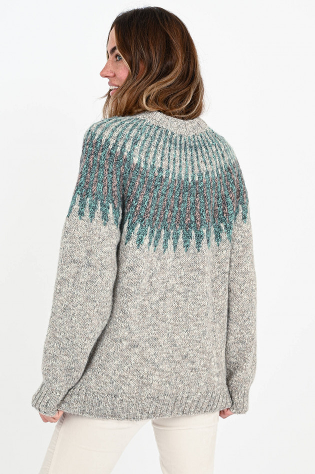 Closed Alpaka-Mix Pullover mit Fair-Isle Strick in Greige