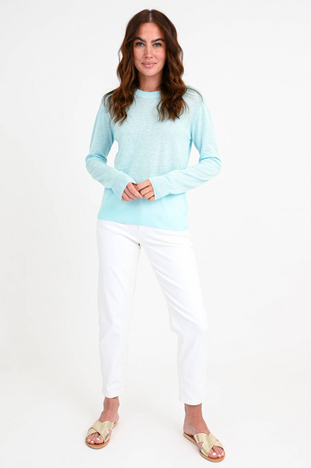 Closed Feinstrick-Longsleeve in Aquamarin