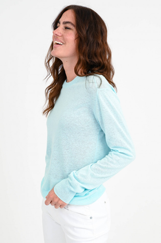 Closed Feinstrick-Longsleeve in Aquamarin