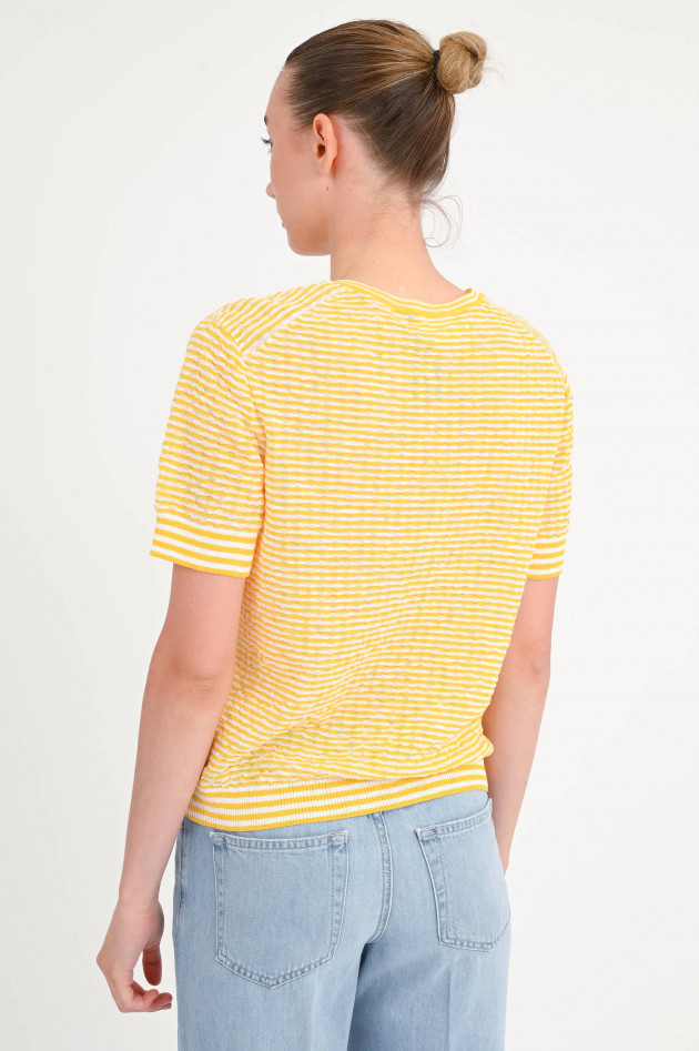 Closed Gestreiftes Crinkle-Shirt in Gelb/Weiß