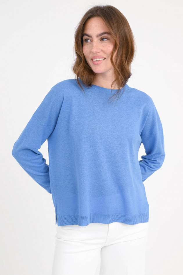 Closed Pullover aus Baumwoll-Leinen-Mix in Blau
