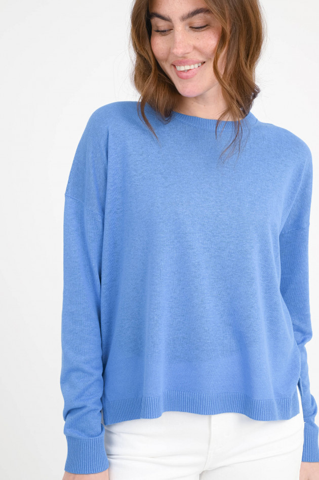 Closed Pullover aus Baumwoll-Leinen-Mix in Blau