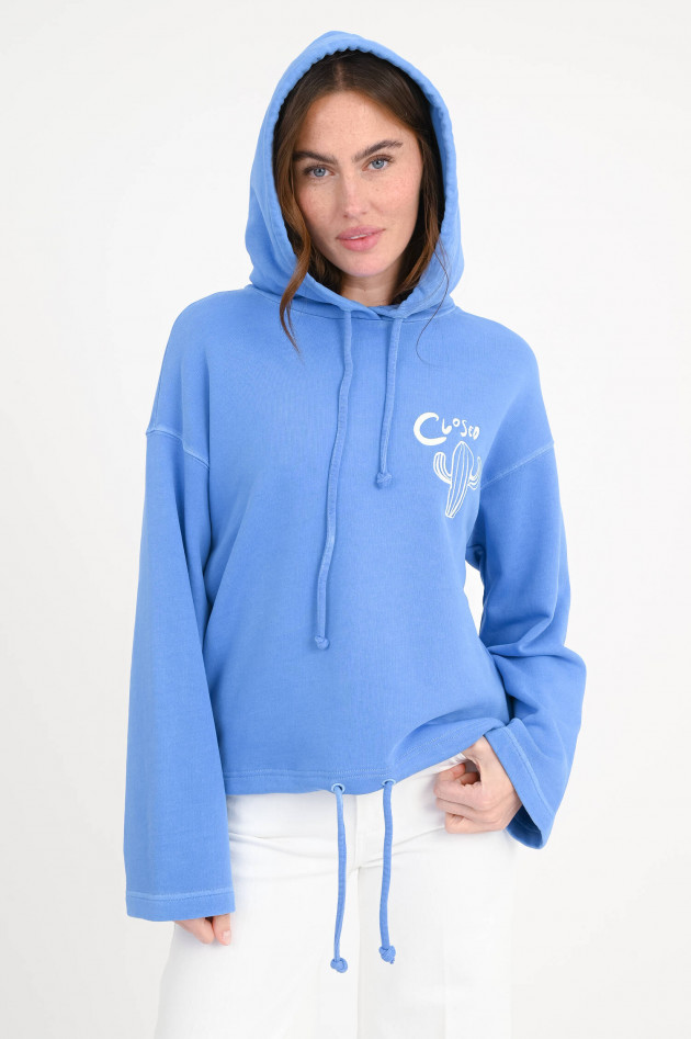 Closed Hoodie mit Kaktus-Stickerei in Blau