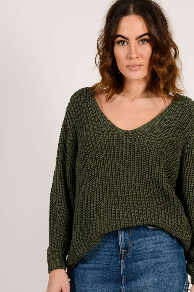 Closed Pullover aus Baumwollstrick in Oliv