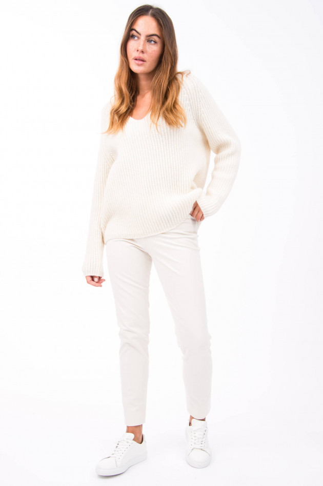 Closed Oversized Pullover mit V-Ausschnitt in Natur