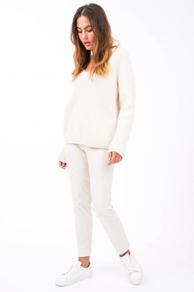 Closed Oversized Pullover mit V-Ausschnitt in Natur