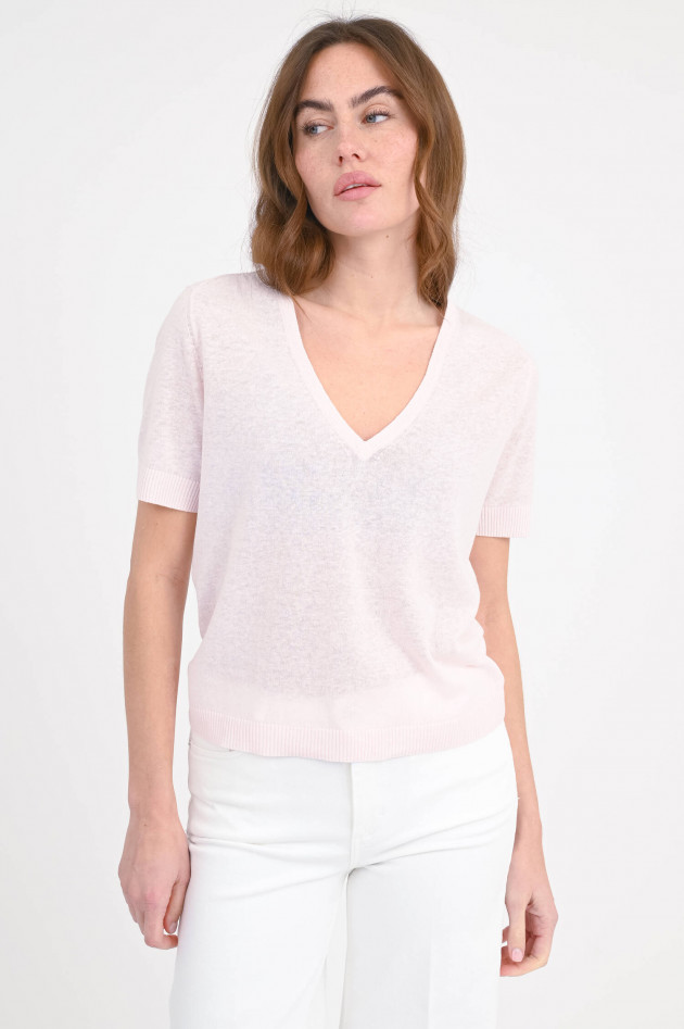 Closed T-Shirt aus Leinen-Baumwoll-Mix in Pastell-Rosa