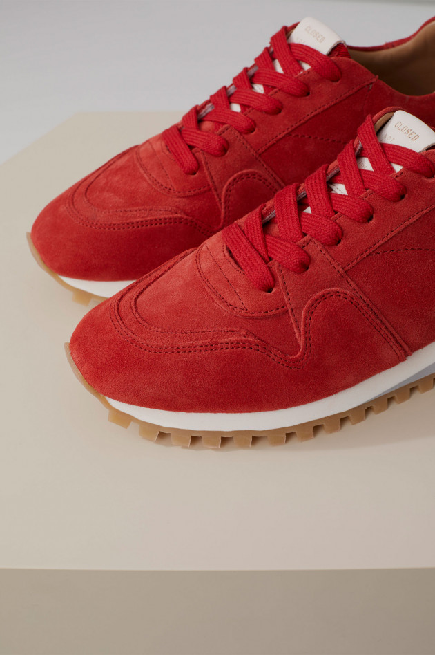 Closed Sneakers aus Veloursleder in Rot