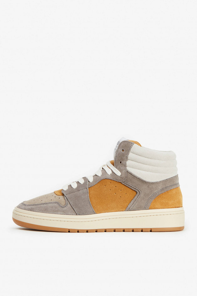 Closed High-Top Sneaker in Grau/Senf