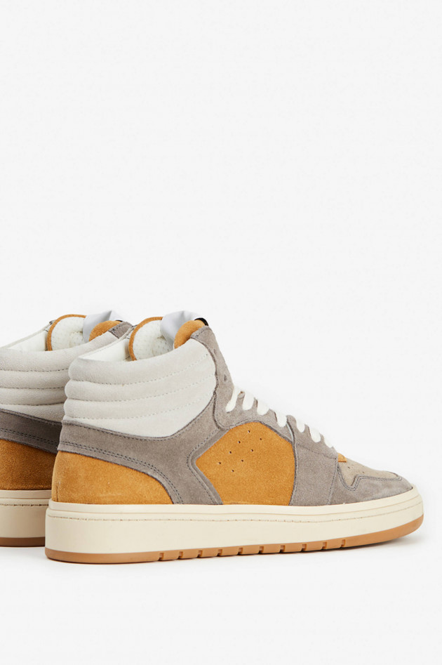 Closed High-Top Sneaker in Grau/Senf