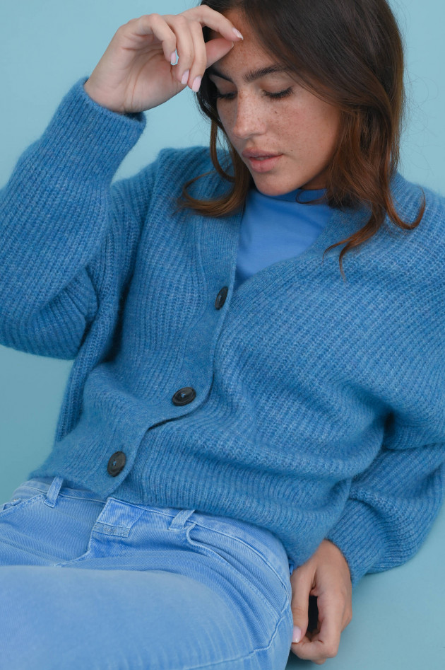 Closed Strickjacke aus Alpaka-Mix in Mittelblau
