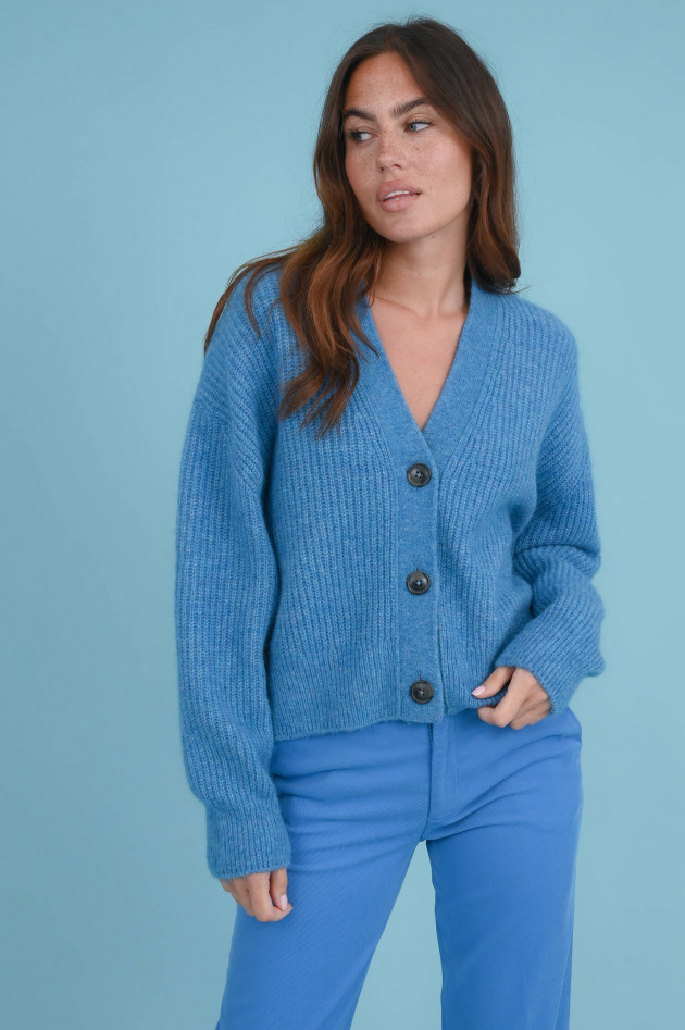 Closed Strickjacke aus Alpaka-Mix in Mittelblau
