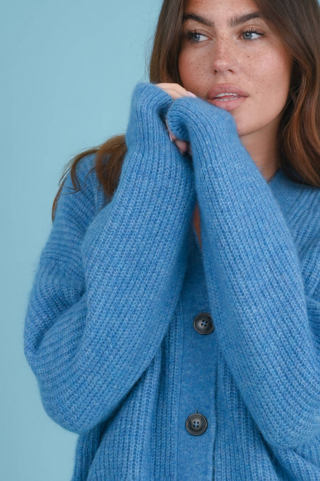 Closed Strickjacke aus Alpaka-Mix in Mittelblau