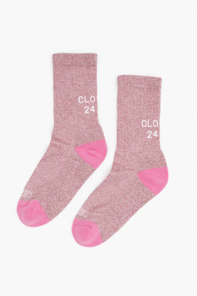 Closed Hohe Socken mit Logo-Detail in Pink meliert