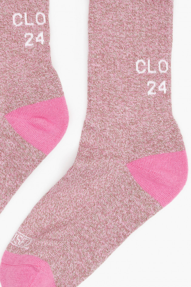 Closed Hohe Socken mit Logo-Detail in Pink meliert