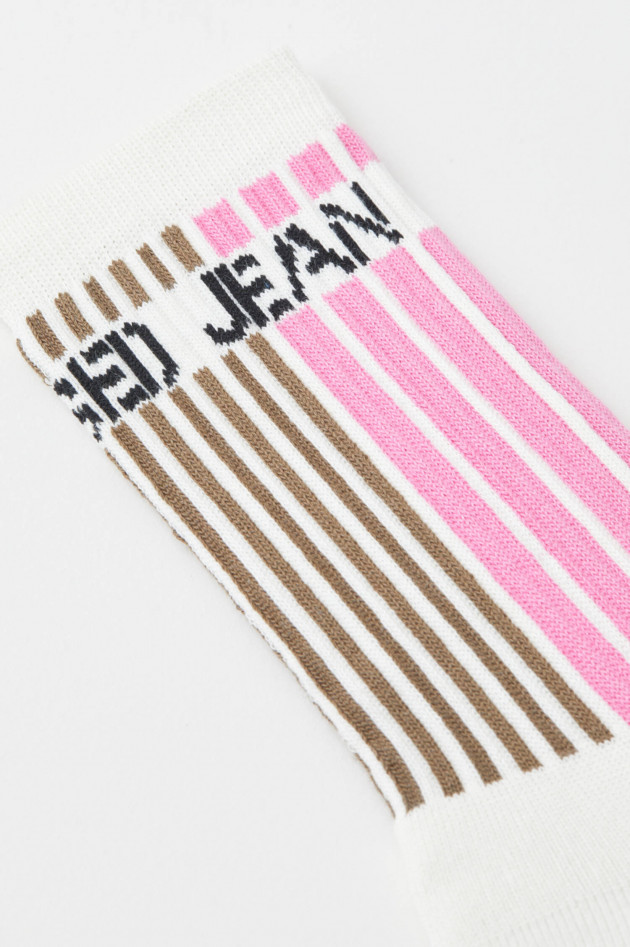 Closed Hohe Socken mit Logo-Detail in Weiß/Pink