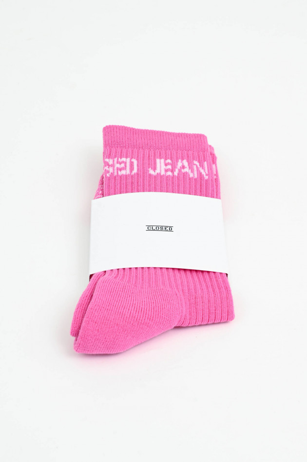 Closed Hohe Socken mit Logo-Detail in Pink