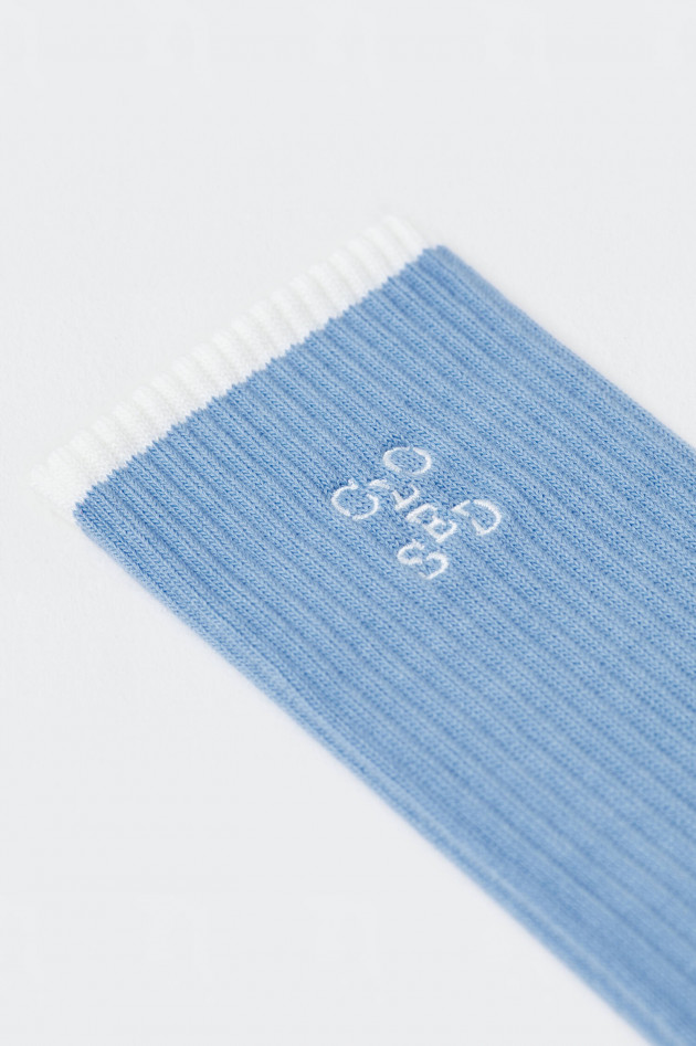 Closed Hohe Socken mit Logo-Detail in Blau/Weiß