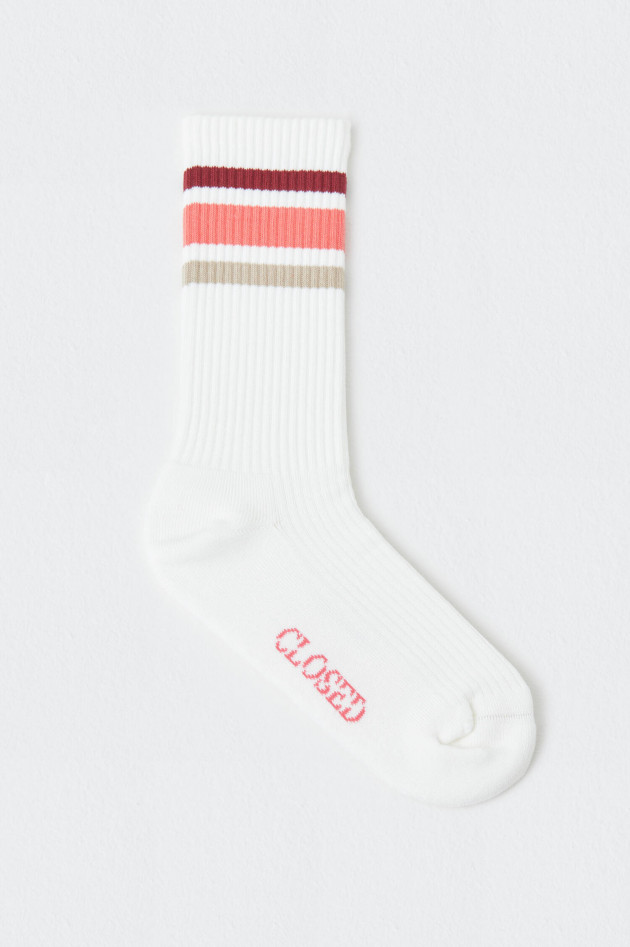 Closed Hohe Socken mit Logo-Detail in Weiß/Rot