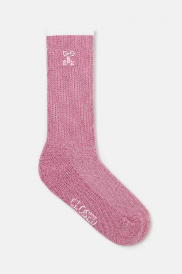 Closed Hohe Socken mit Logo-Detail in Rosa/Weiß