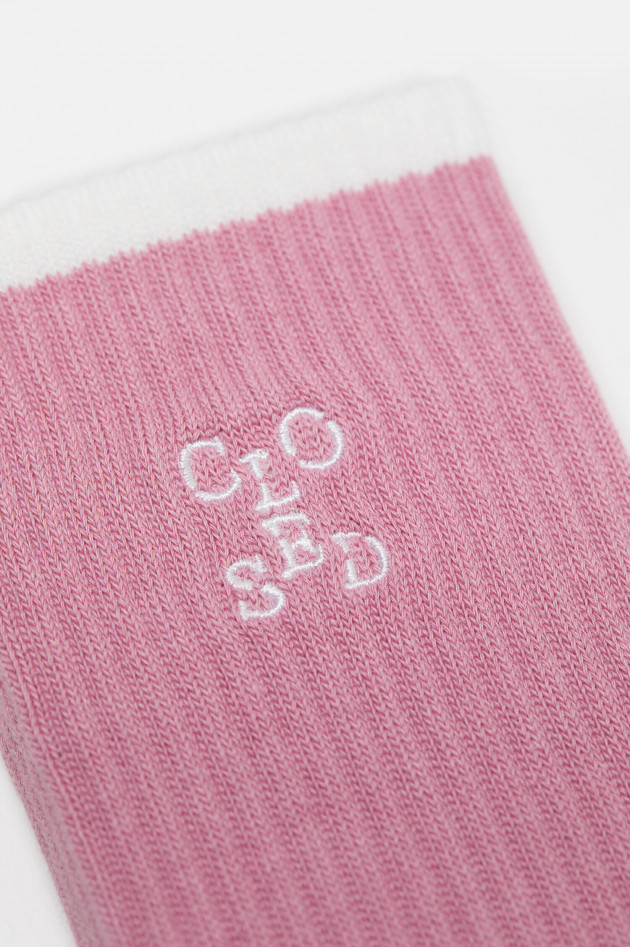 Closed Hohe Socken mit Logo-Detail in Rosa/Weiß