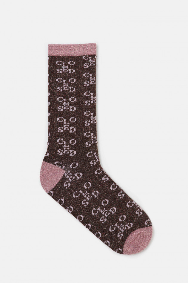 Closed Socken mit Lurex-Fäden in Rosé/Bronze